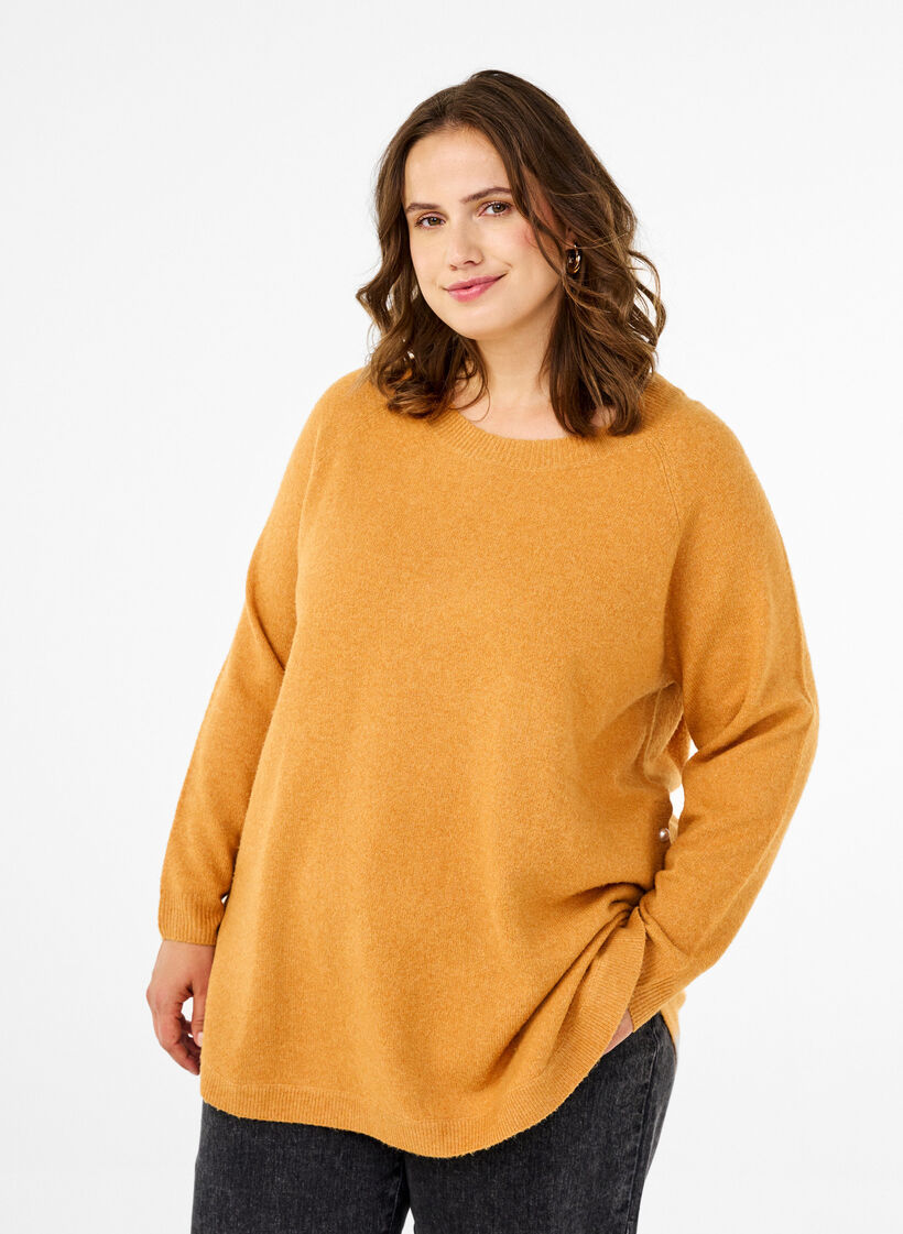 Strickbluse mit Perlendetails, Yam White Mel., Model image number 0