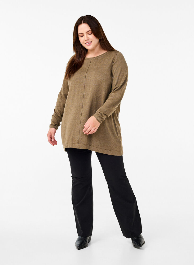 Gestrickte Bluse aus Baumwoll-Viskose-Mischung, Grün, Model image number 1