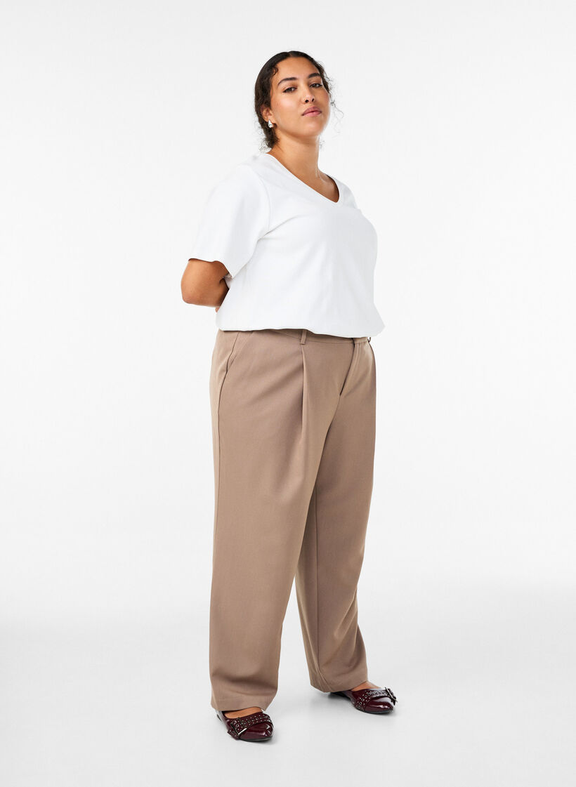 Dressehose mit hohem Bund und geradem Bein, Braun, Model image number 0