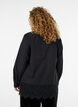 Lockere Bluse mit breiten Spitzen, Schwarz, Model image number 2