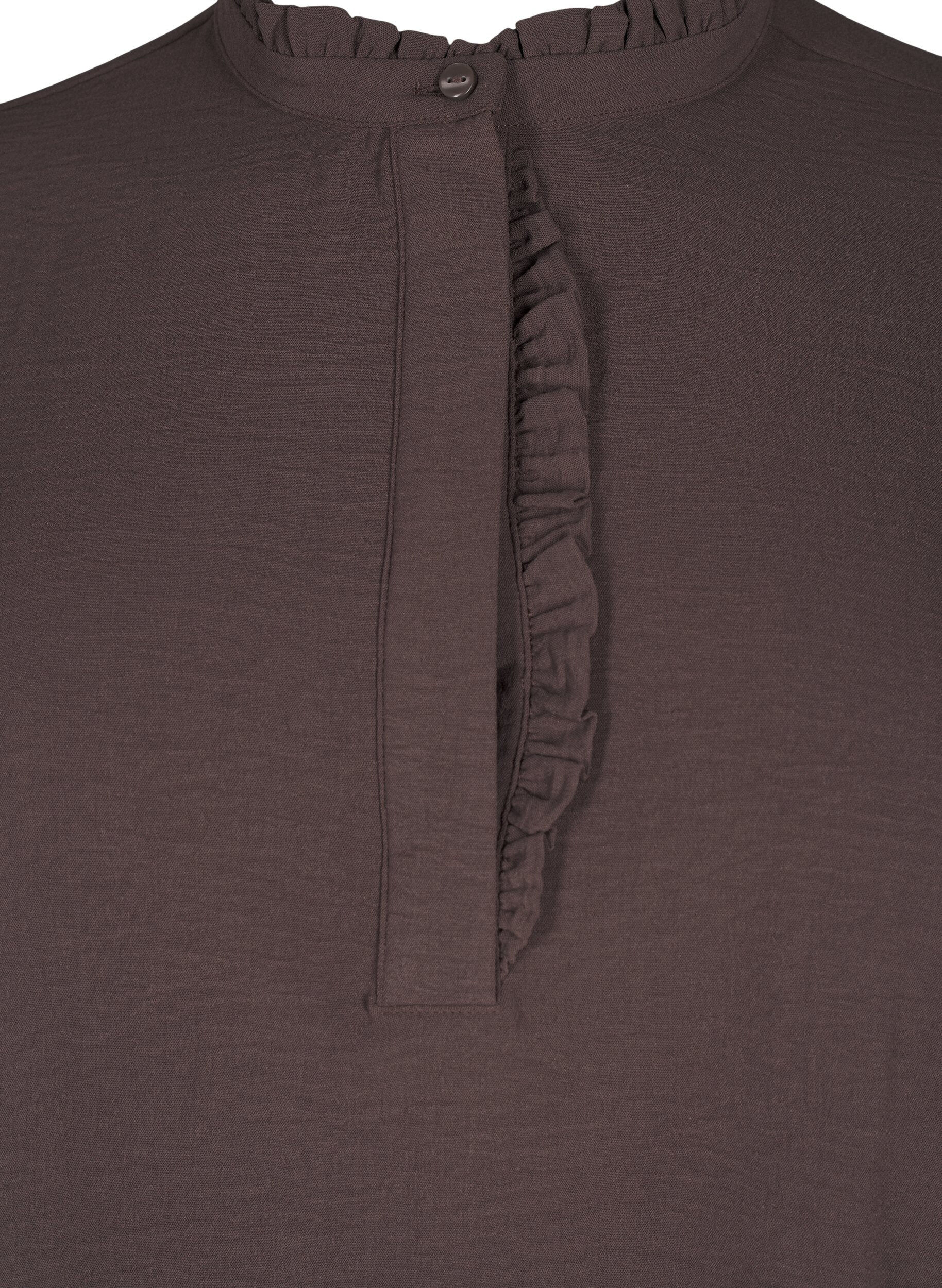 ZizziKleid mit langen &Auml;rmeln und R&uuml;schen-Detail, Chocolate Martini, Packshot image number 2