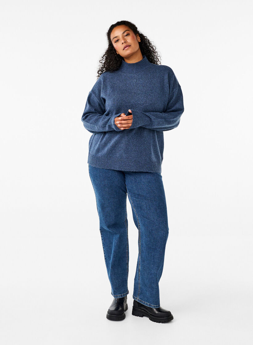 Gestrickte Wollbluse mit hohem Kragen, Bering Sea Mel., Model image number 2