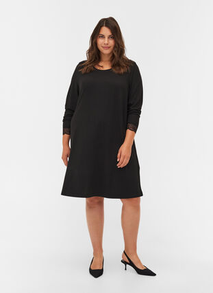 Kleid mit langen Ärmeln, Black , Model image number 3