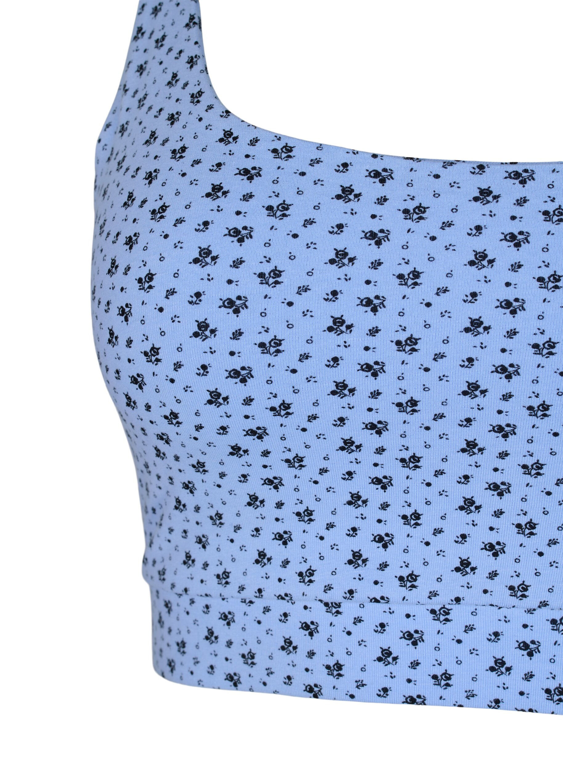 Zizzi2er-Pack BH-Tops aus Baumwolle mit verstellbaren Tr&auml;gern, Serenity AOP/Black, Packshot image number 2