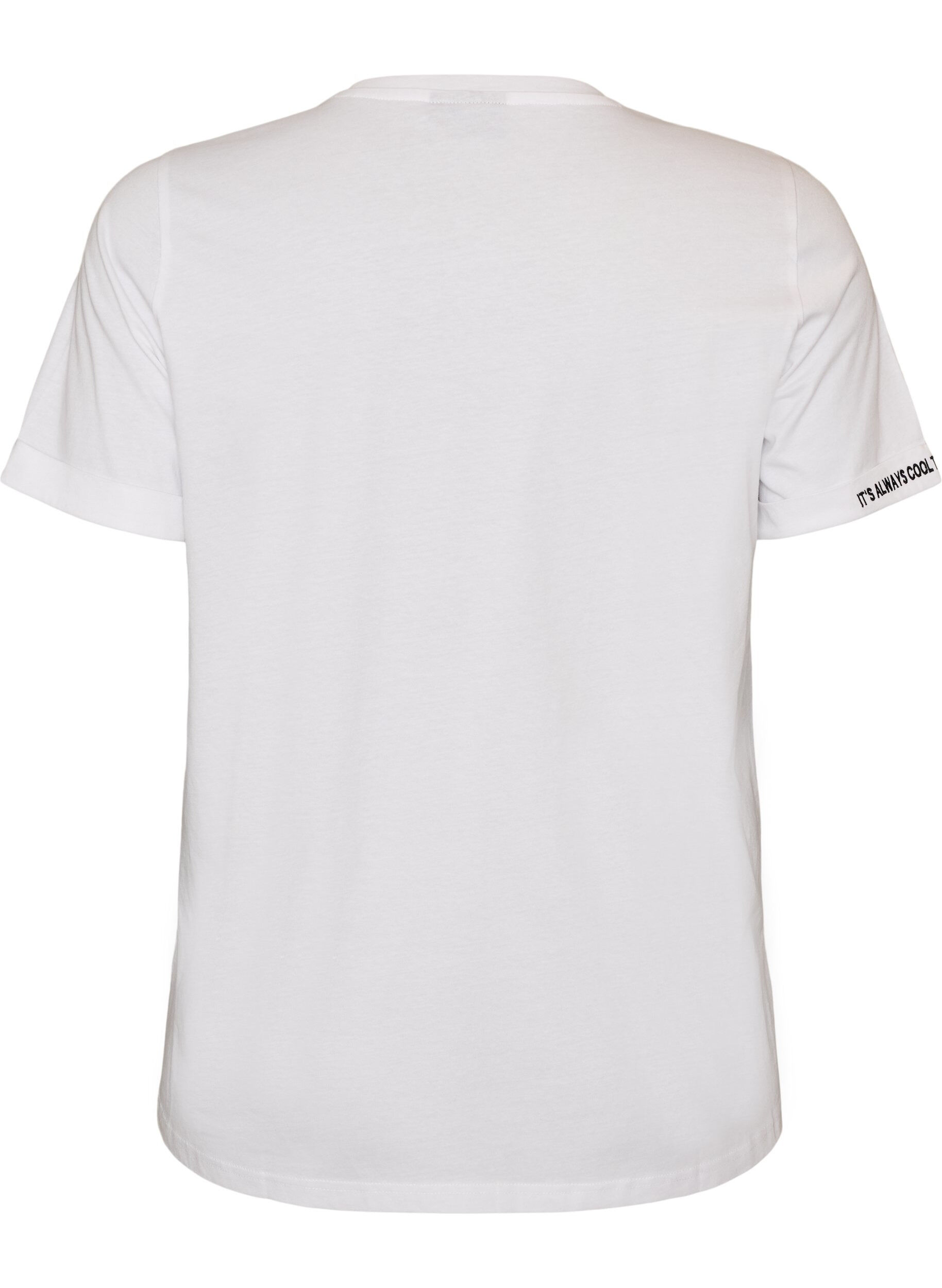 ZizziT-Shirt aus Baumwolle mit aufgesticktem Text, Wei&szlig;, Packshot image number 1