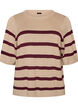 Gestreiftes Stricktop mit kurzen &Auml;rmeln, Beige, Packshot image number 0
