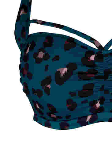 Bikini-BH mit Raffung und Zierbändern, Leopard, Packshot image number 2