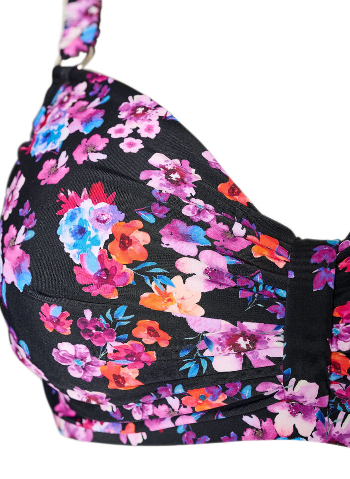 Bikinioberteil mit B&uuml;gel und Muster, Lila, Packshot image number 2