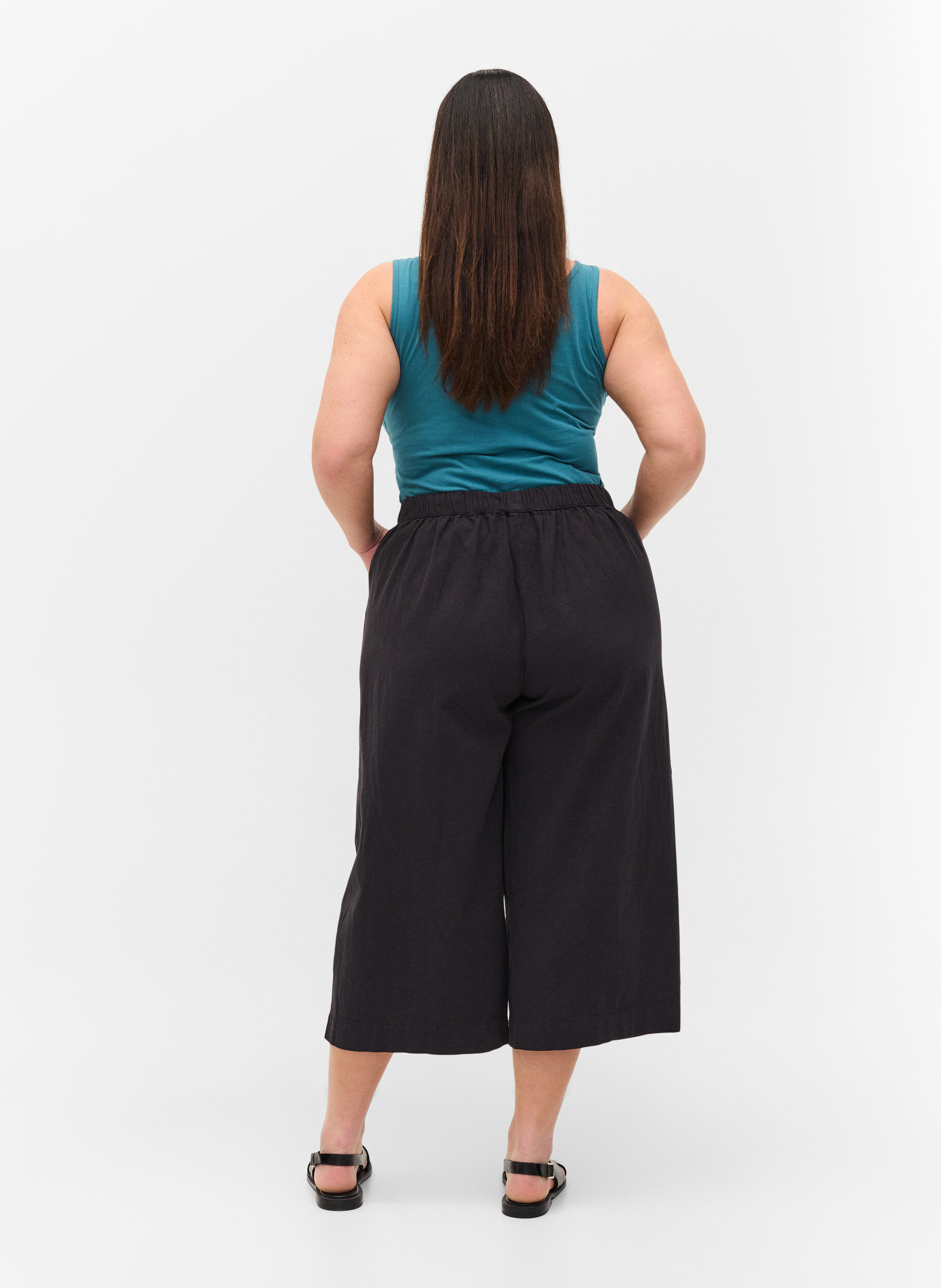 ZizziLockere Culottes aus Baumwolle, Black, Model image number 1