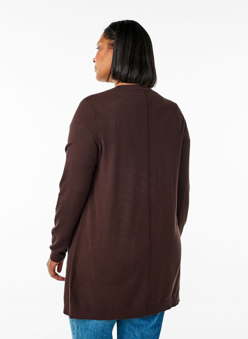 Lange Strickjacke aus Viskose-Mischung, Braun, Model image number 2