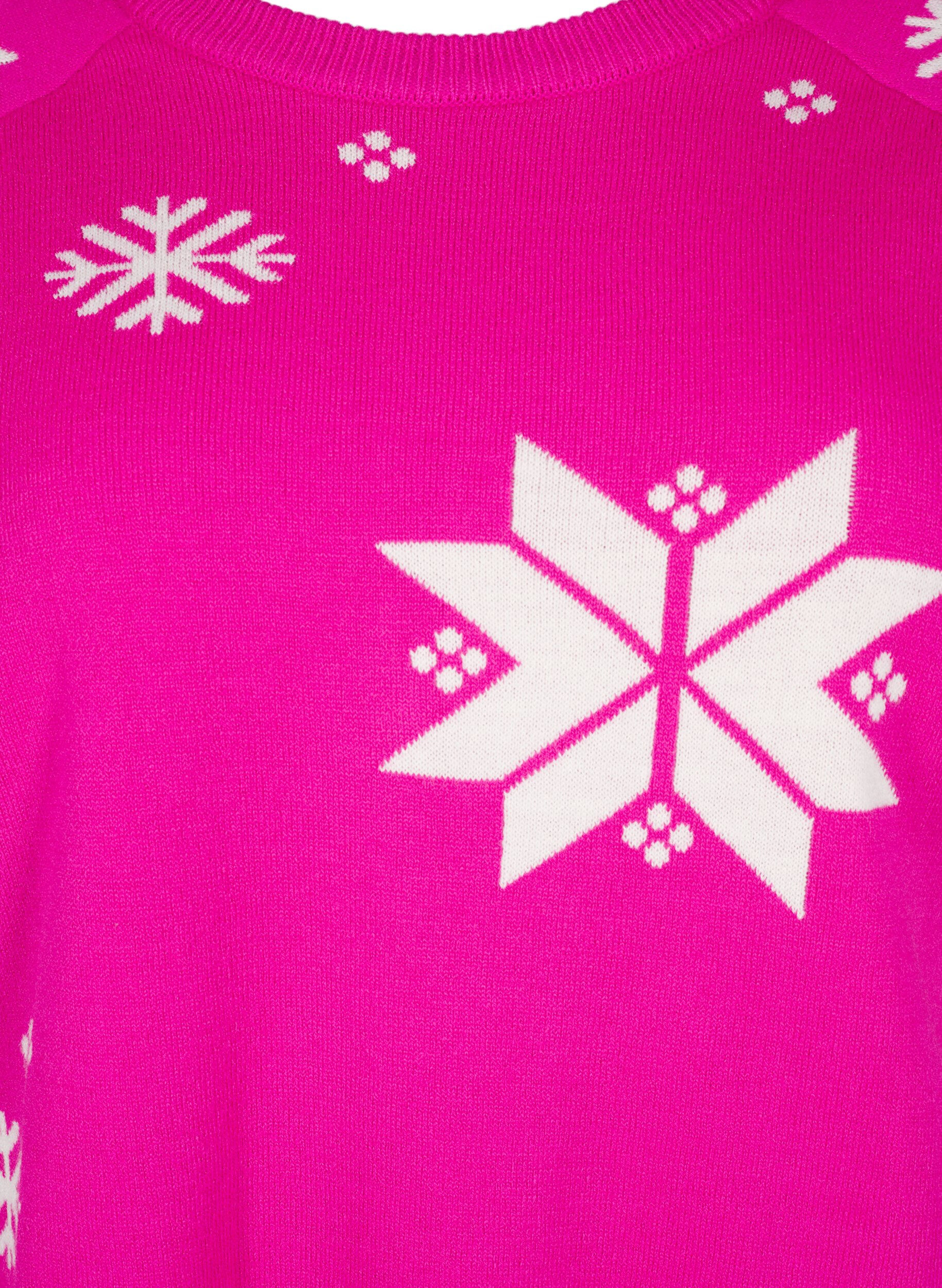 ZizziStrickpullover mit Schneeflockenmuster, Pink, Packshot image number 2