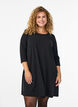 Kurz geschnittenes A-Linien Kleid aus Webstoff mit 3/4 &Auml;rmeln, Schwarz, Model image number 0