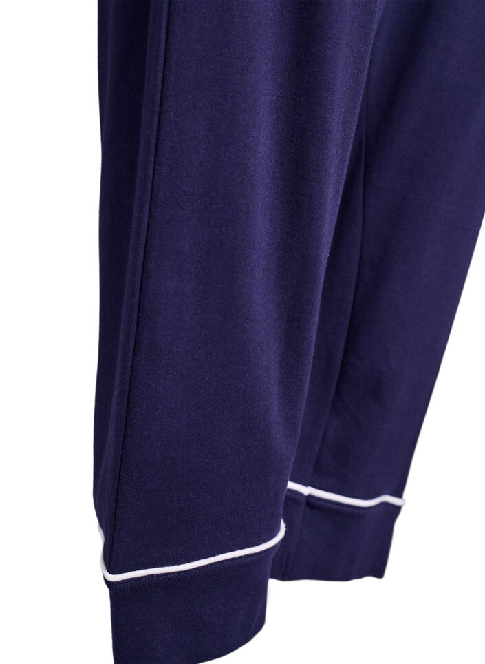 Baumwoll-Pyjamahose mit hohem Bund, Blau, Packshot image number 3