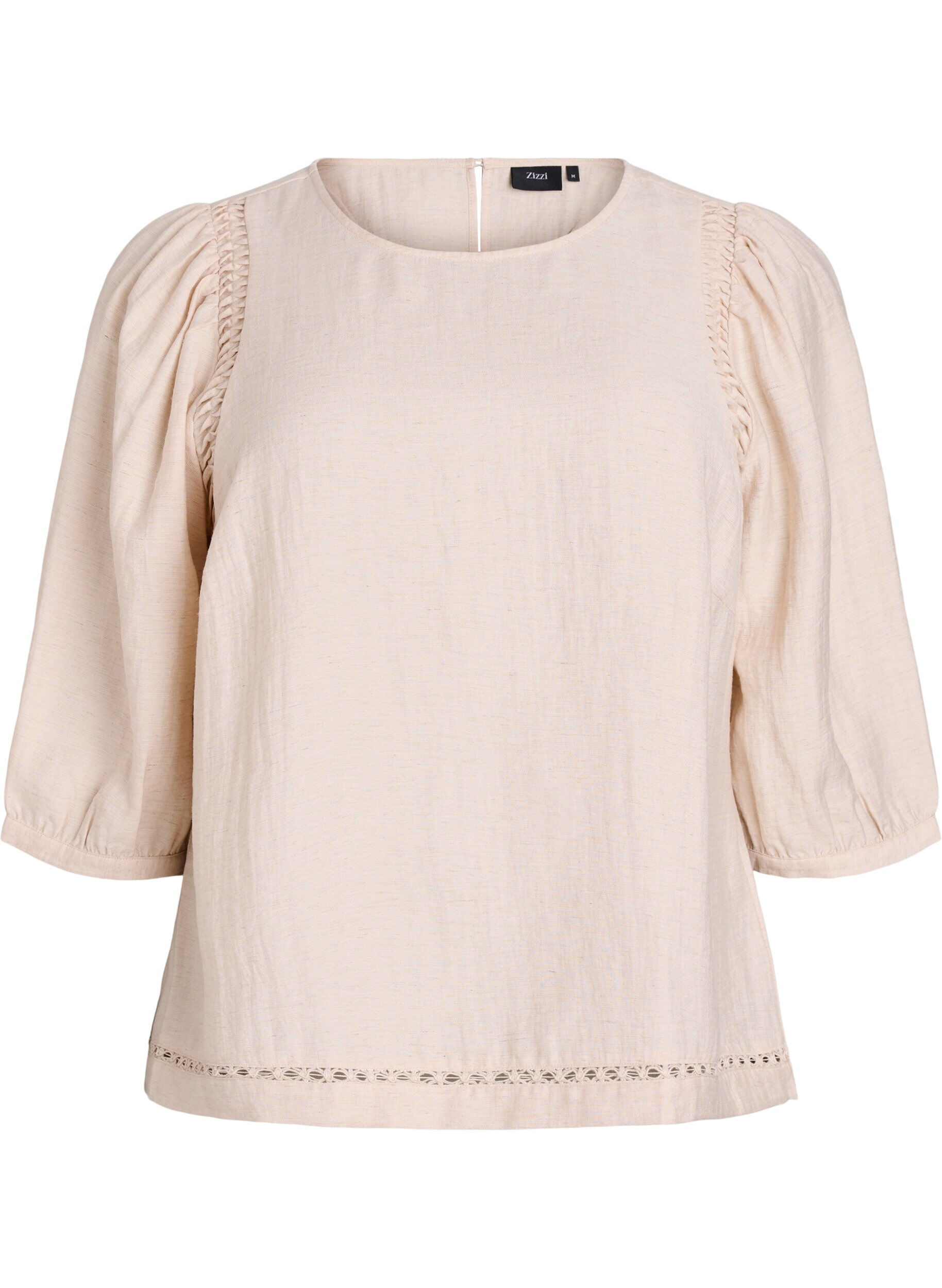 ZizziBluse aus Viskosemischung mit Leinen und gerafften Schultern, Orange, Packshot image number 0