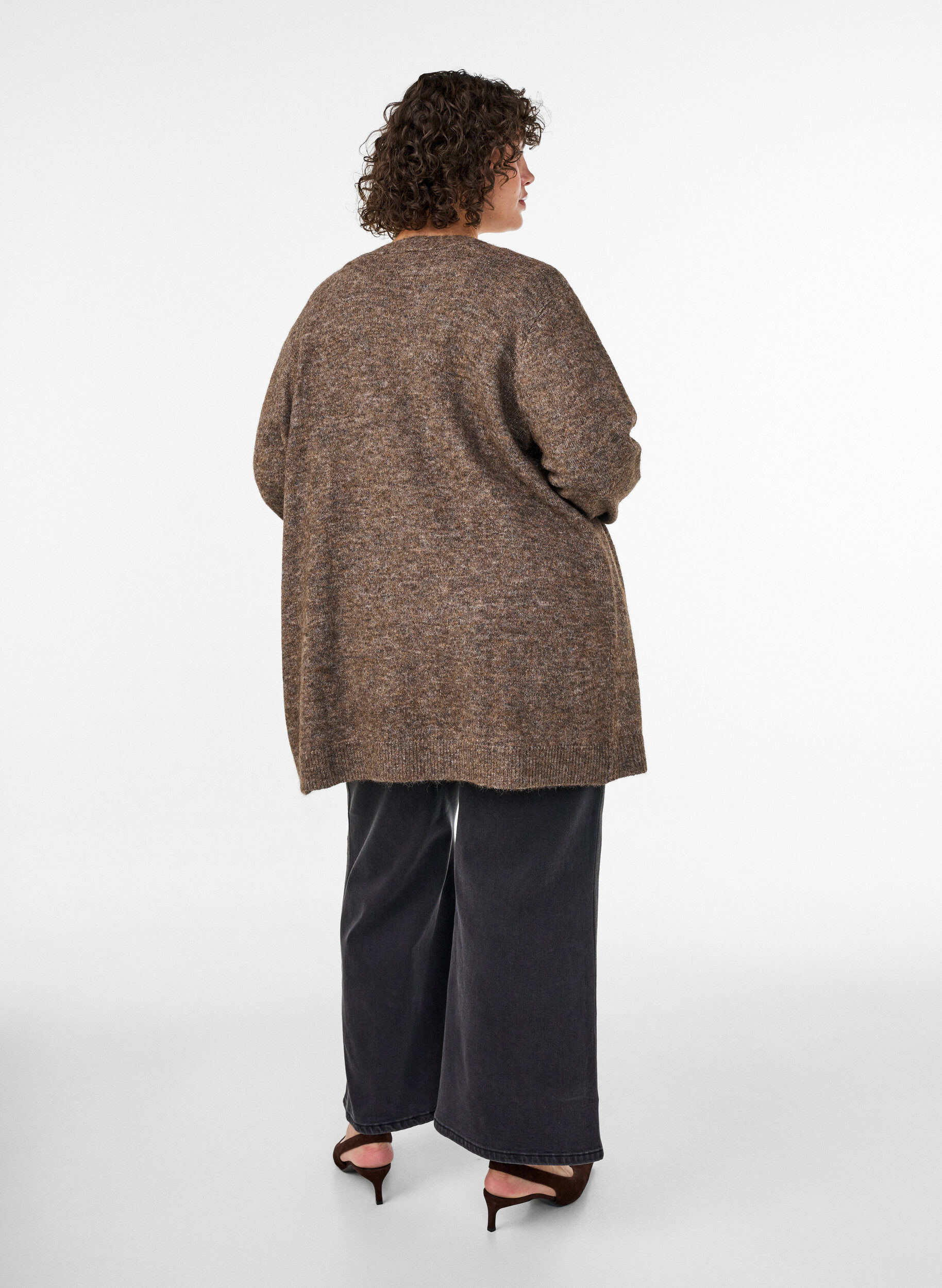 ZizziLange Strickjacke mit Taschen, Braun, Model image number 2