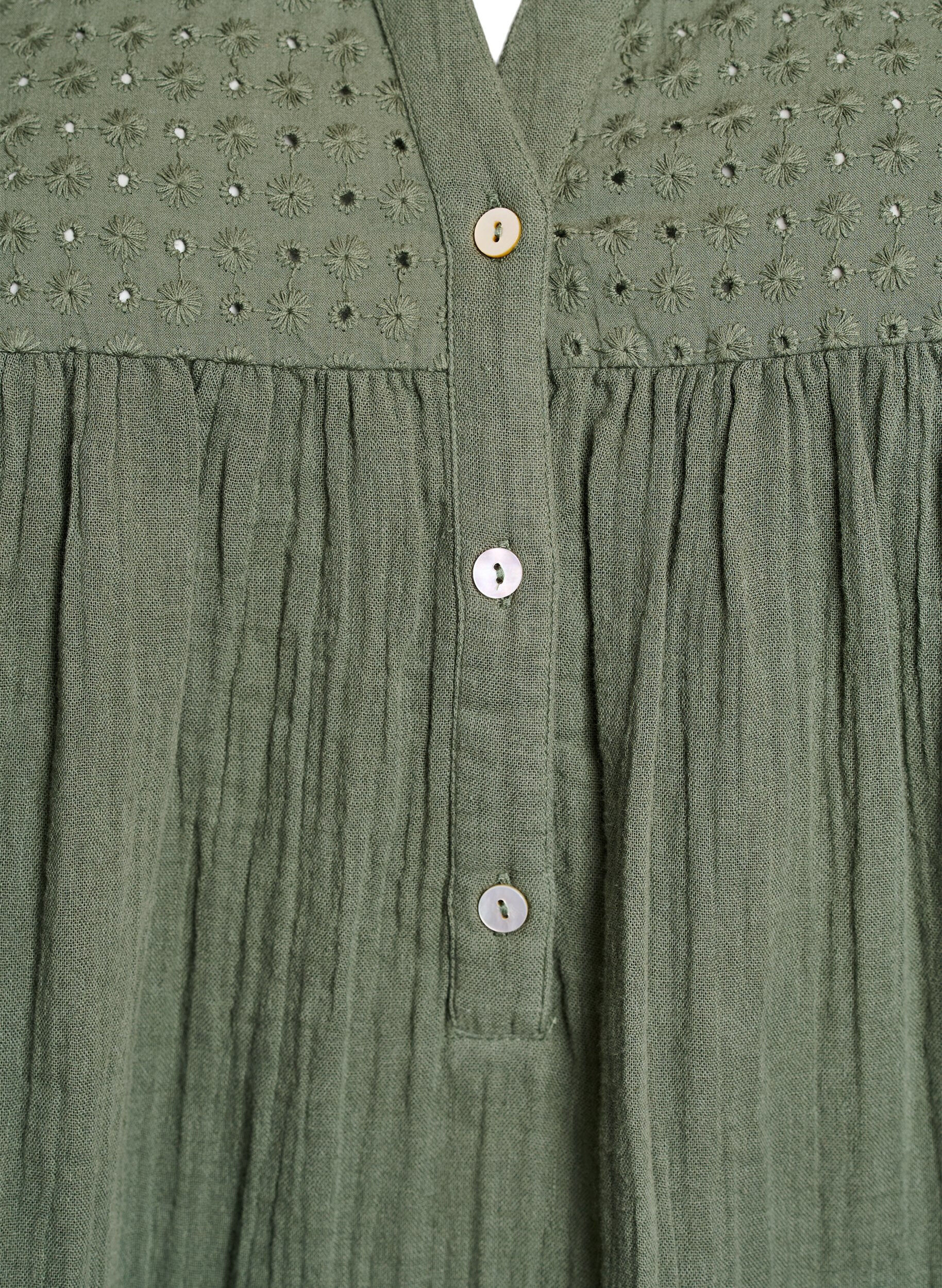ZizziTunika aus Baumwollmusselin mit Broderie Anglaise, Gr&uuml;n, Packshot image number 2