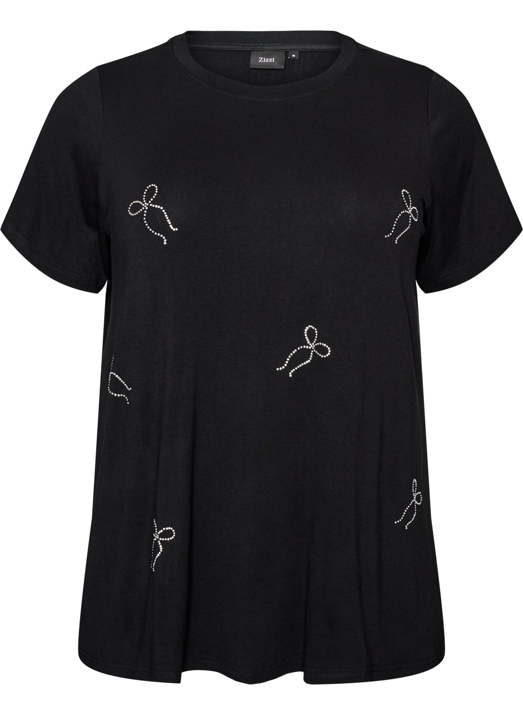 ZizziT-Shirt aus Viskose mit Strasssteinen, Schwarz, Packshot image number 0