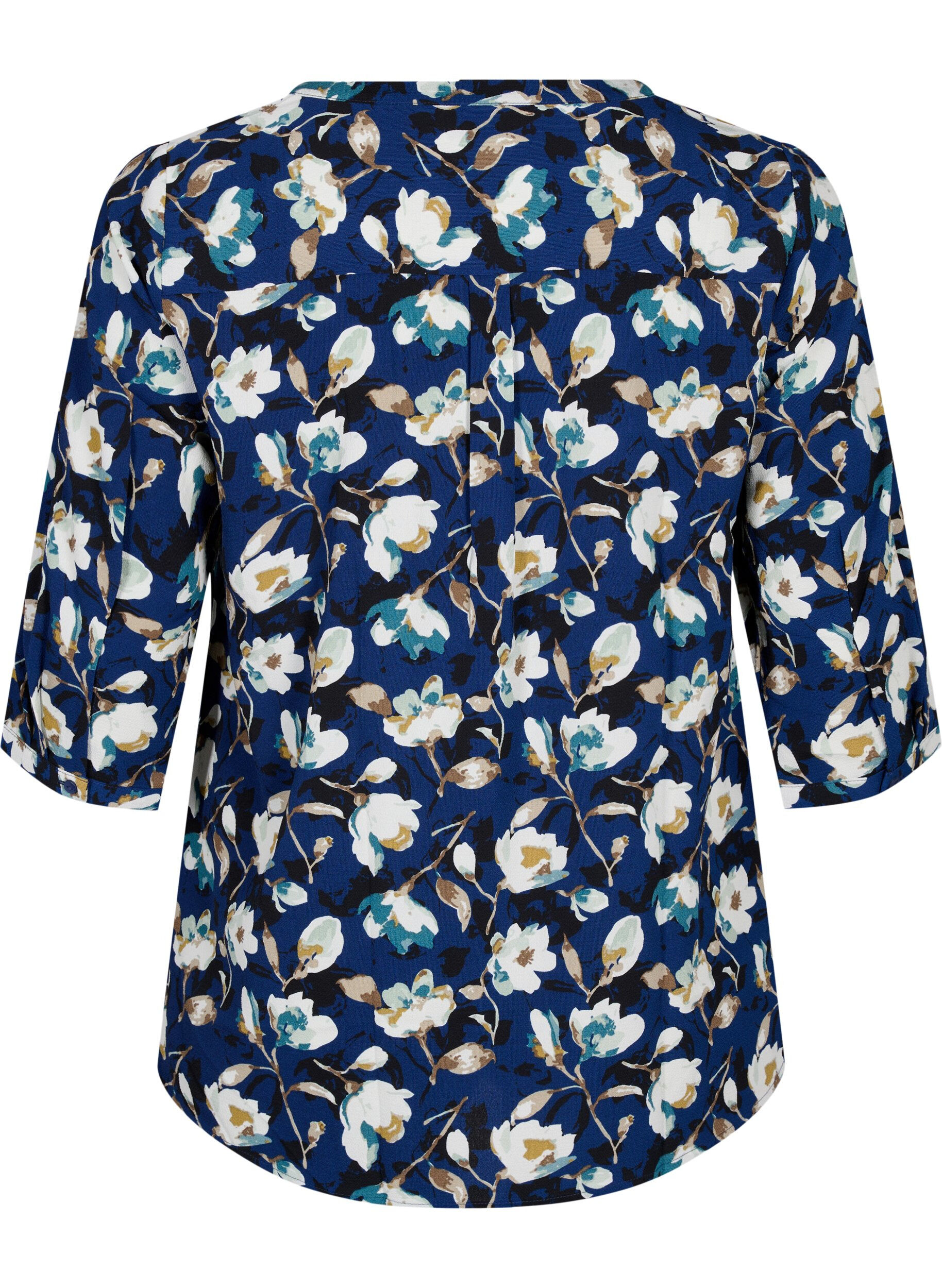 ZizziFlorale Bluse mit 3/4-&Auml;rmeln, P. Blue Flower AOP, Packshot image number 1