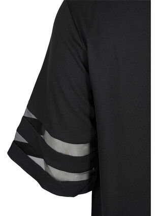 Kurzarm Kleid mit transparenten Details, Black, Packshot image number 3