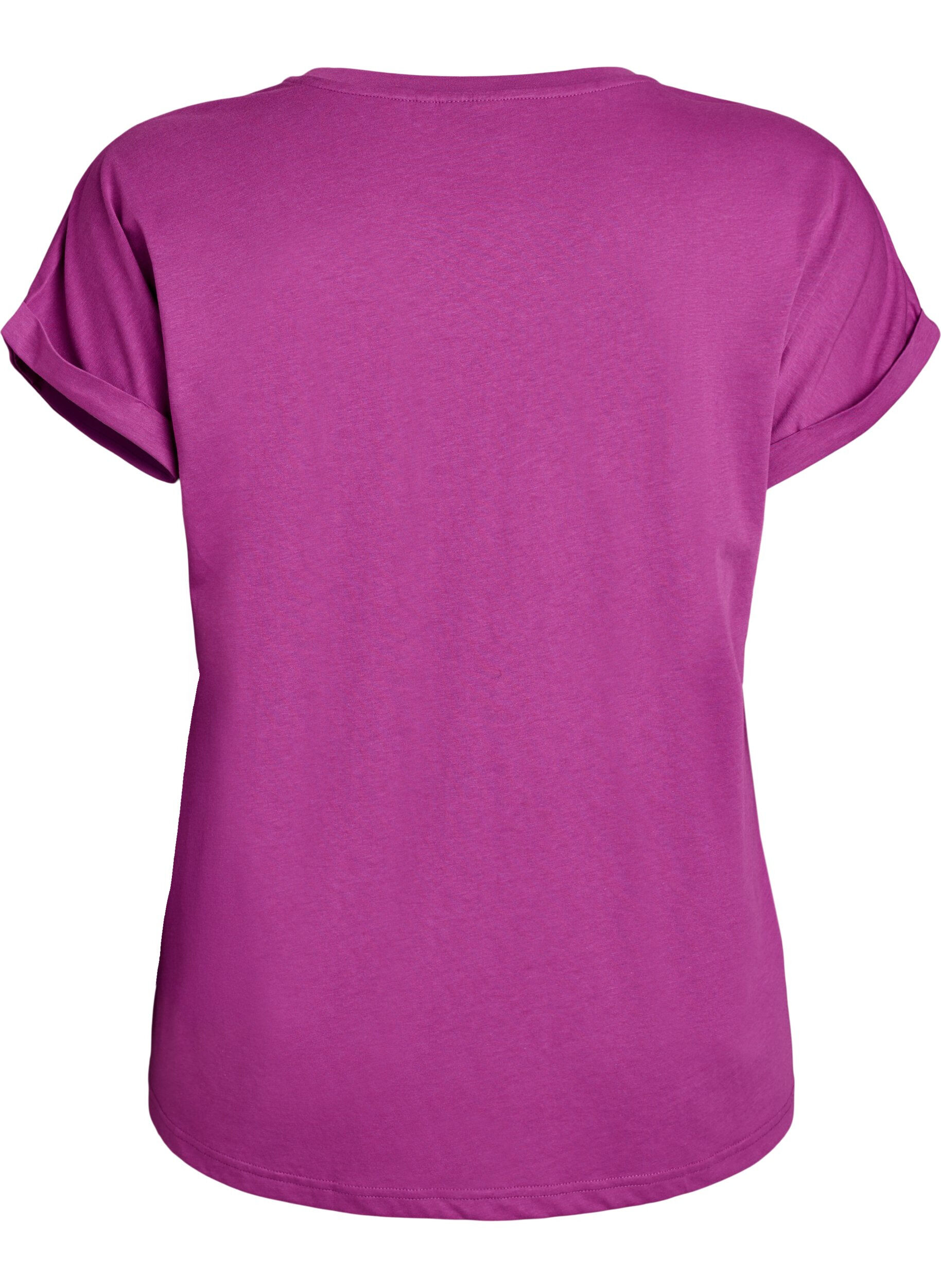 ZizziKurz&auml;rmeliges T-Shirt aus einer Baumwollmischung, Lila, Packshot image number 1
