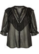 Transparente Hemdbluse mit Punkten und R&uuml;schendetails, Schwarz, Packshot image number 0