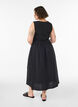 &Auml;rmelloses Midikleid aus Baumwolle mit Ripp und Musselin, Schwarz, Model image number 1