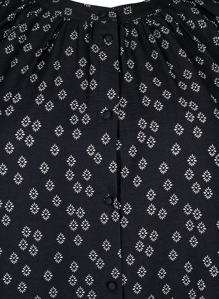 Langärmlige Tunika mit floralem Print, Schwarz, Packshot image number 2