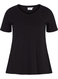 Einfarbiges basic T-Shirt aus Baumwolle, Black, Packshot
