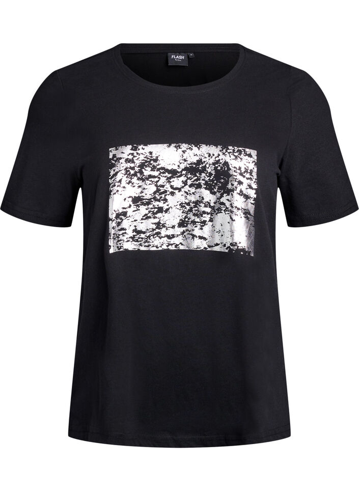 T-Shirt mit Print, Schwarz, Packshot image number 0