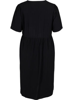 Kurzarm Kleid mit Knöpfen und Taschen, Black, Packshot image number 1