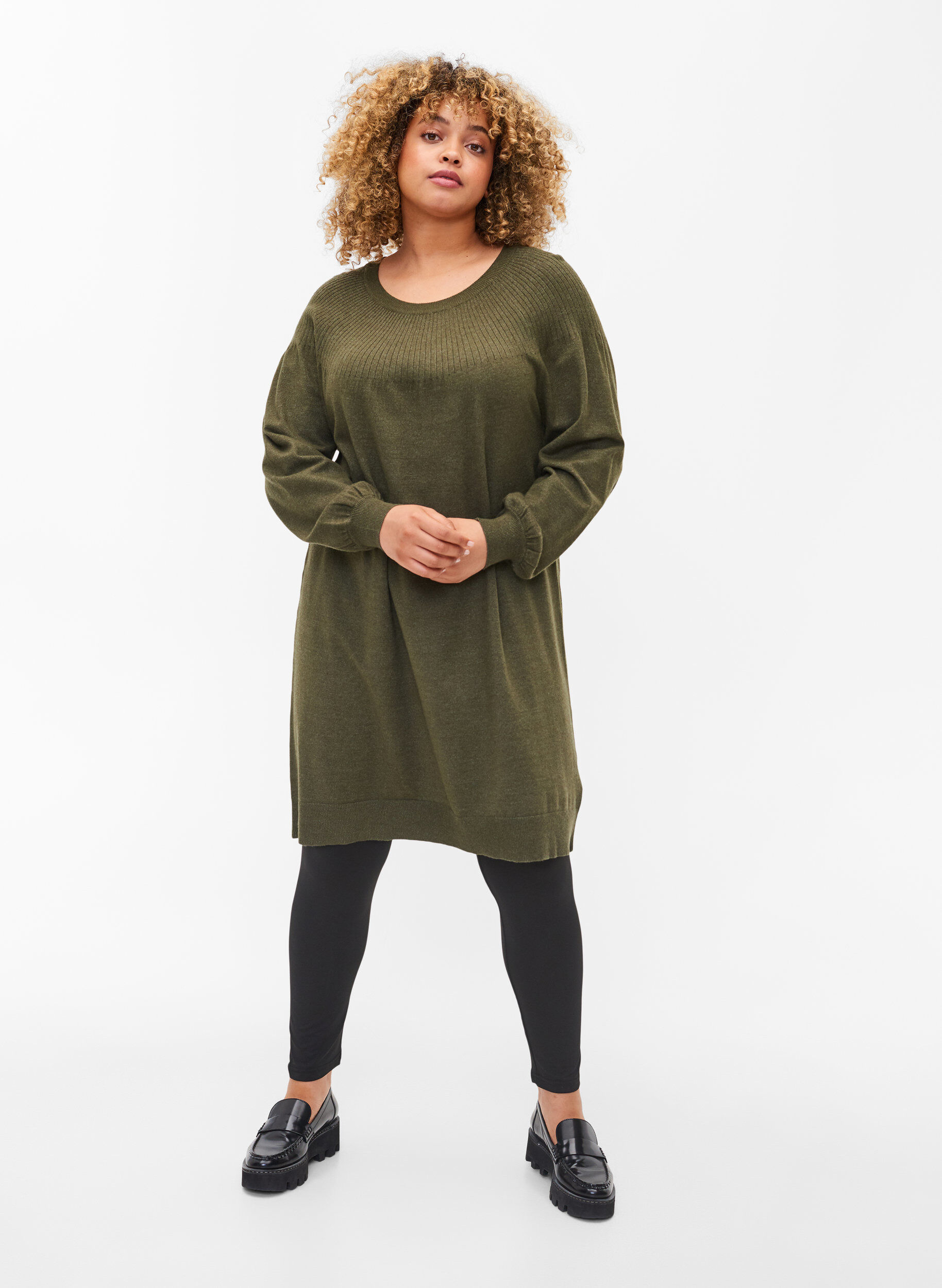 Zizzi2 Paar Basic-Leggings, Black, Model image number 2