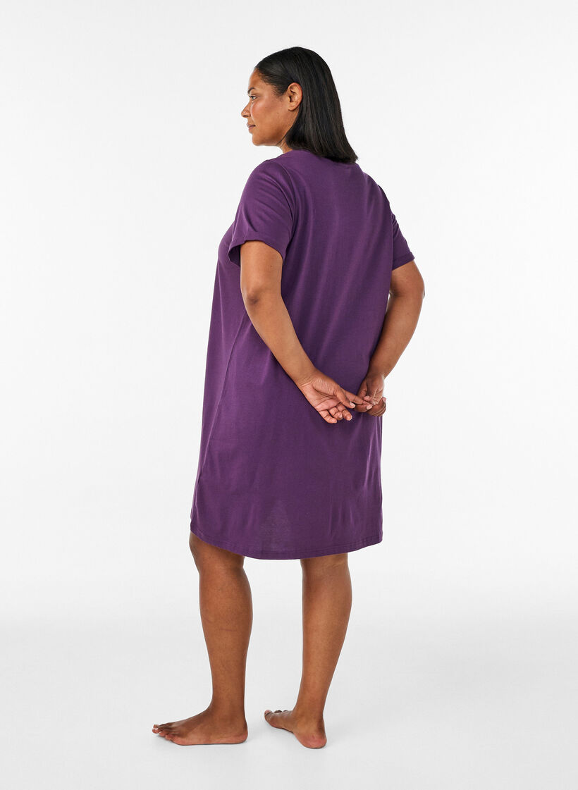 Kurz&auml;rmeliges Nachthemd aus Bio-Baumwolle, Blau, Model image number 2
