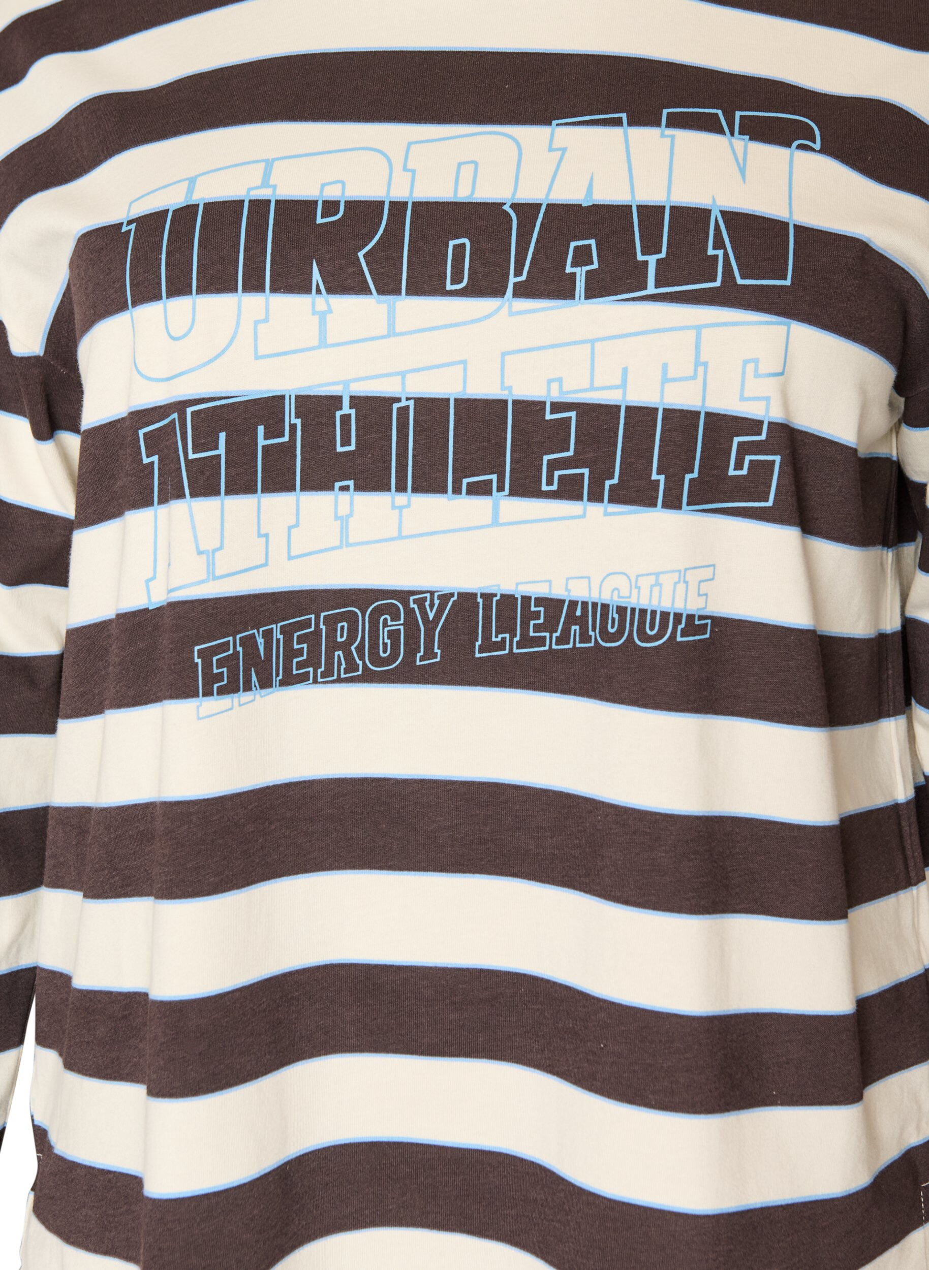 ZizziGestreifte Bluse aus Jersey mit sportlichem Textprint, Braun, Packshot image number 2