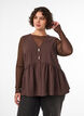 &Auml;rmellose Sch&ouml;&szlig;chenbluse mit dekorativen Kn&ouml;pfen, Braun, Model image number 0