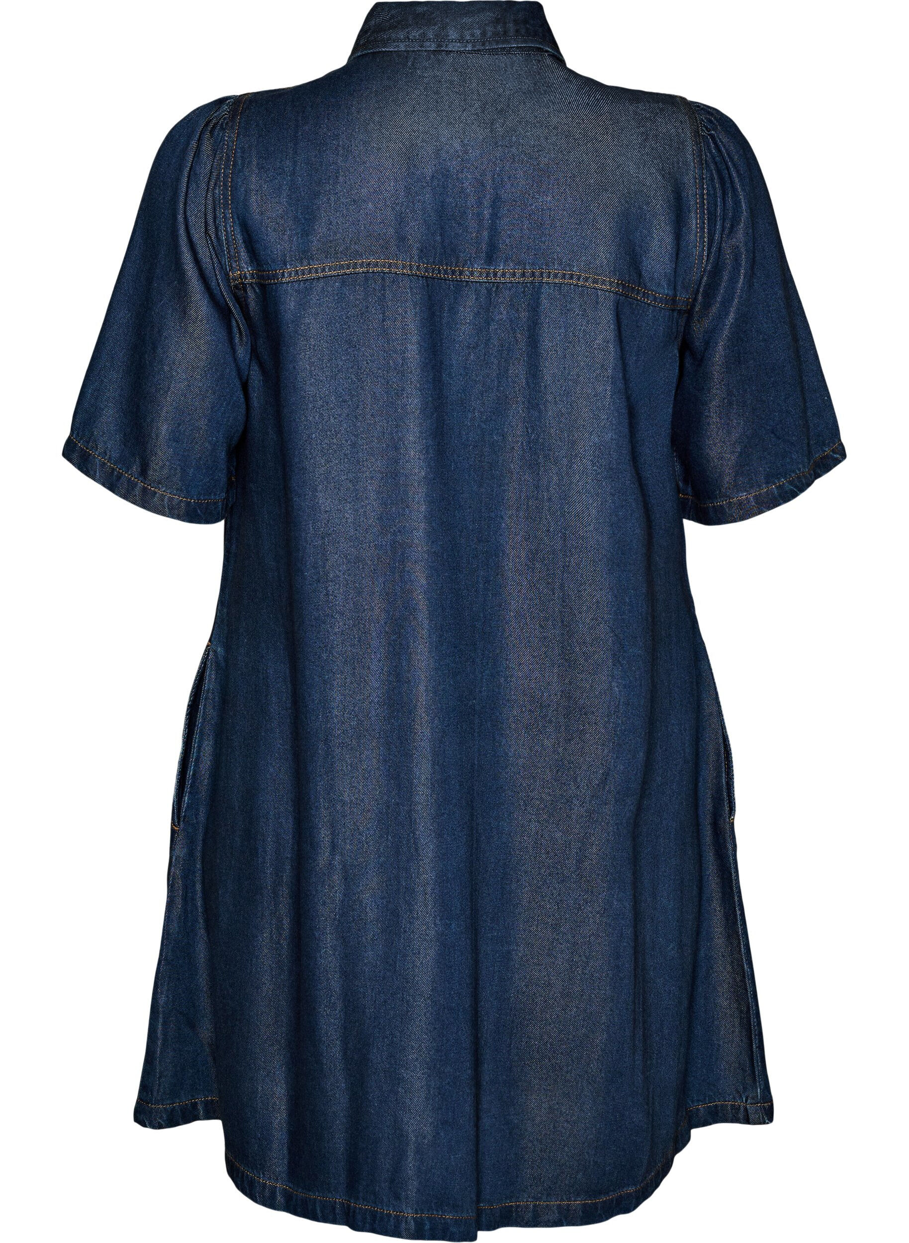 ZizziJeanskleid aus Lyocell mit Kn&ouml;pfen und kurzen &Auml;rmeln, Blau, Packshot image number 1