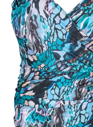 Badeanzug mit Print und Wickeleffekt, Blue Shell AOP, Packshot image number 2