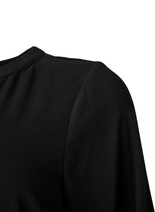 Langärmeliges Kleid mit V-Ausschnitt, Black, Packshot image number 3