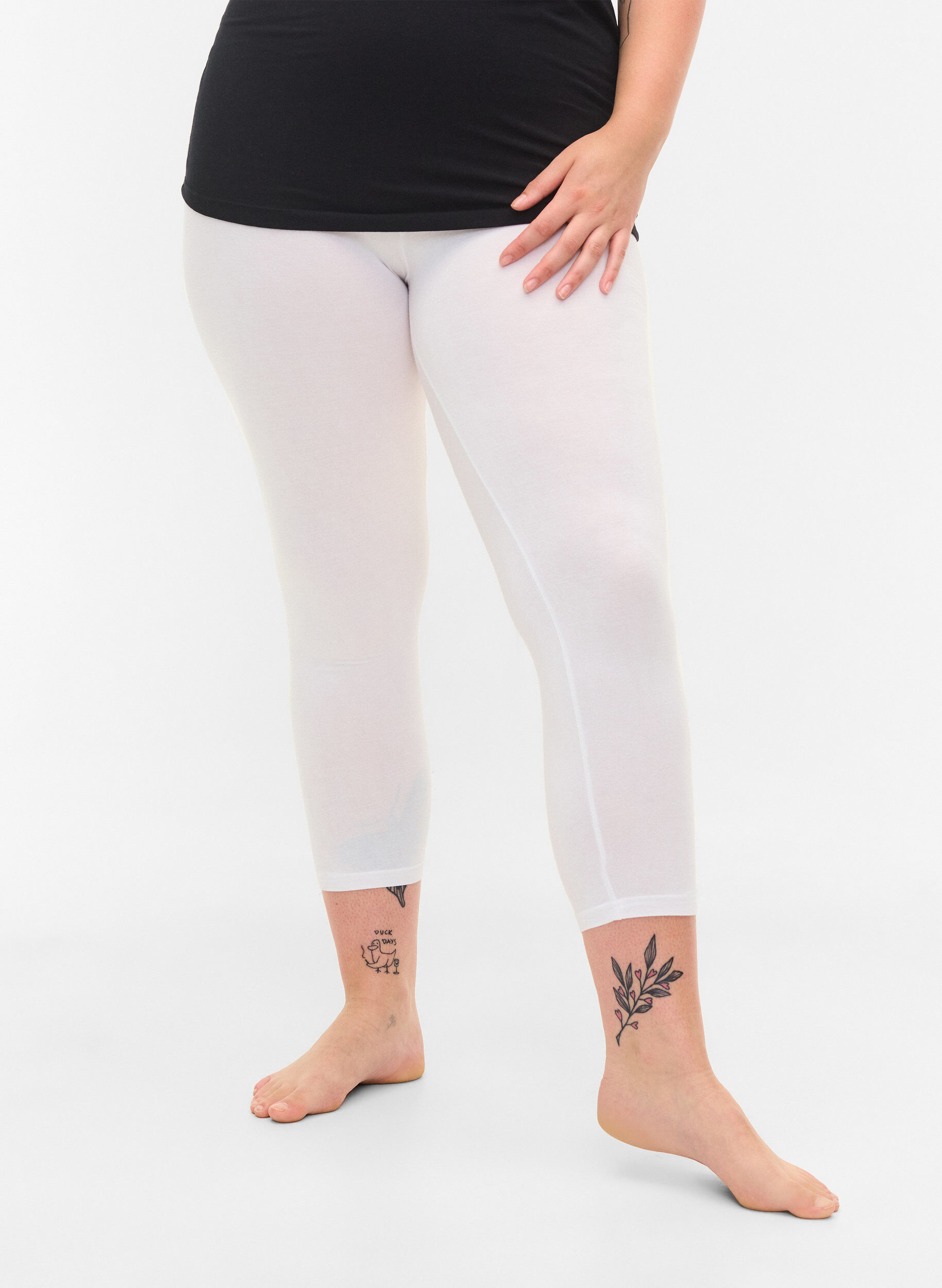 ZizziBasic 3/4-Leggings , Bright White, Model image number 2
