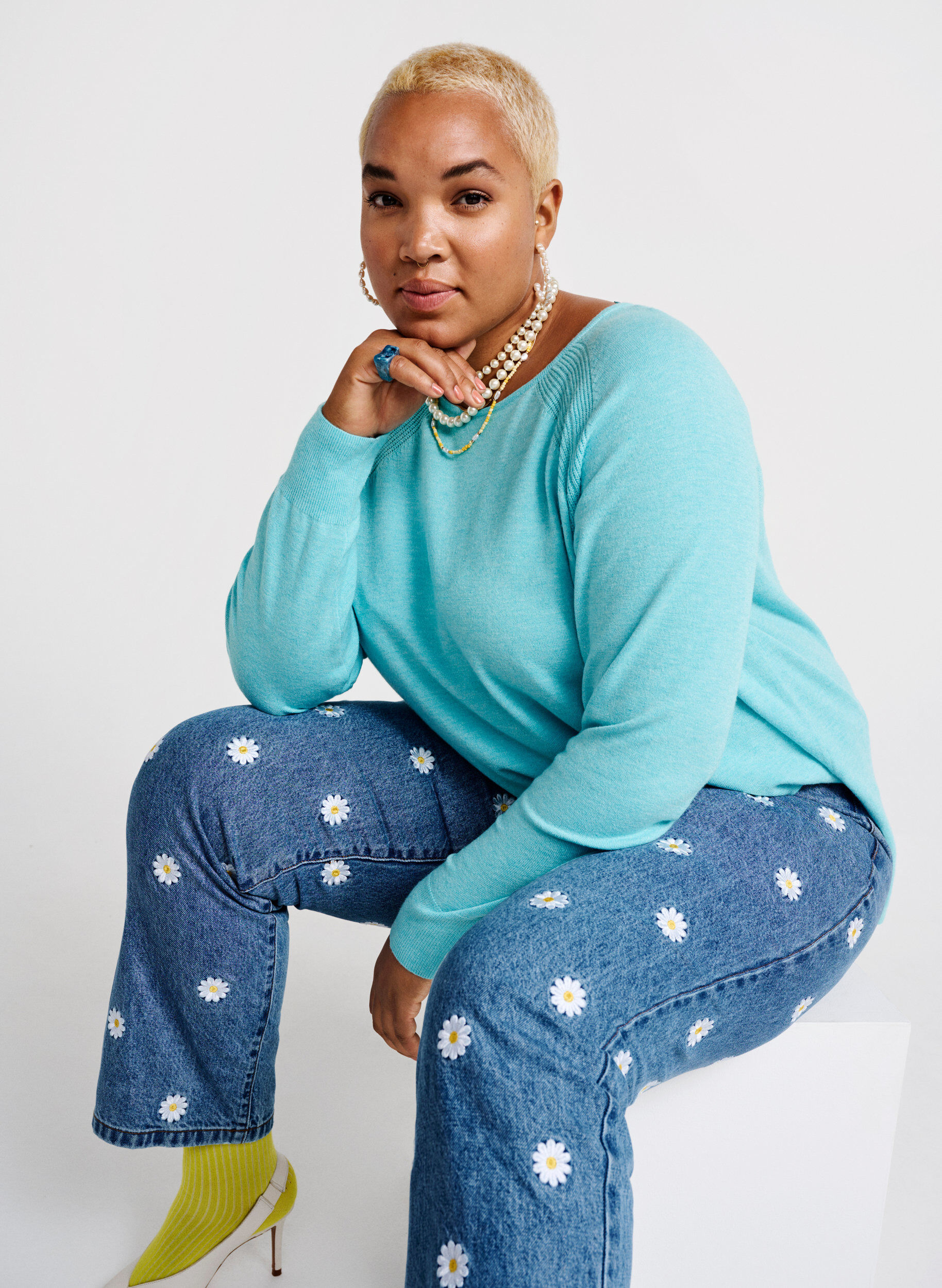 ZizziStrickbluse mit Raglan&auml;rmeln, Blue Curacao Mel., Image image number 0