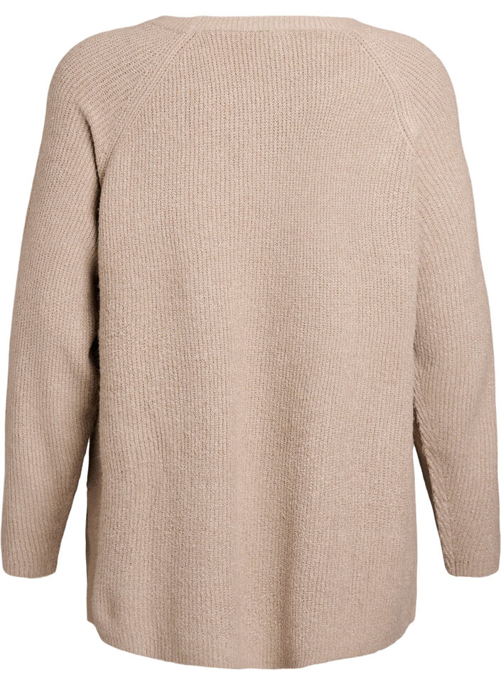 Strickpullover mit diagonalem Muster und Raglan&auml;rmeln, Beige, Packshot image number 1