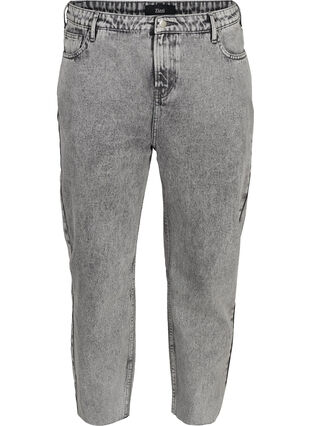 Cropped Mom Fit Mille Jeans mit lockerer Passform, Grey acid wash, Packshot image number 0