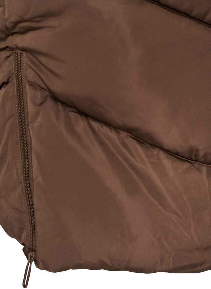 Langer Puffermantel mit Kapuze und Taschen, Braun, Packshot image number 4
