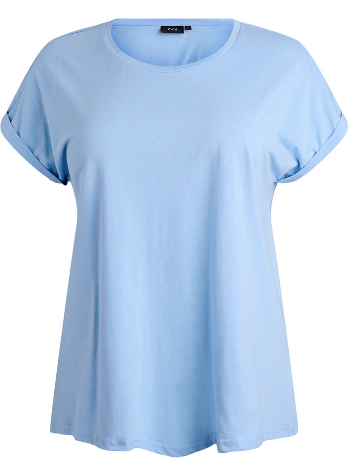 T-Shirt aus Baumwollmischung mit kurzen &Auml;rmeln, Blau, Packshot image number 0