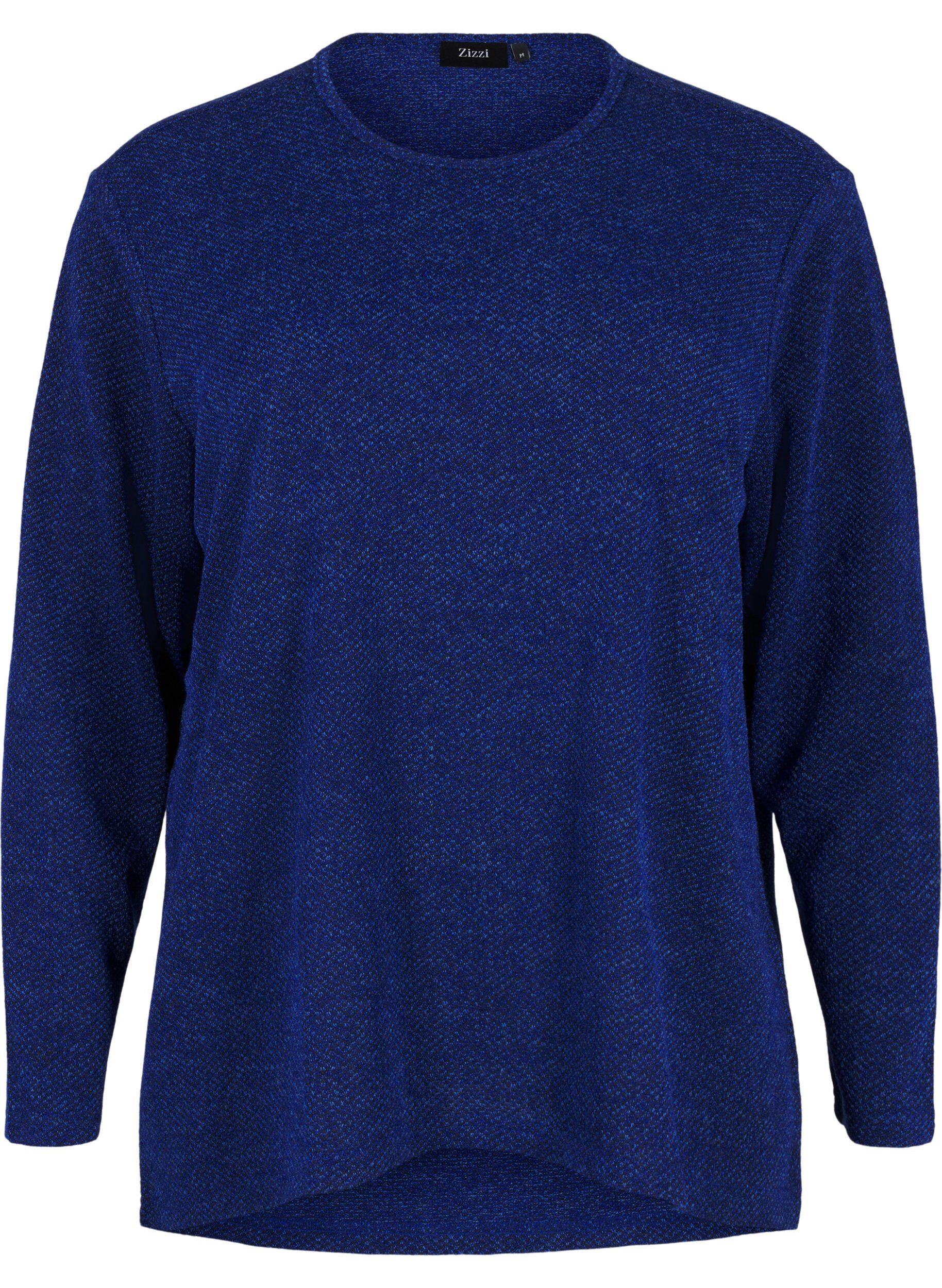 ZizziMelange Bluse mit rund um den Neck und langen &Auml;rmel, Sodalite Blue, Packshot image number 0
