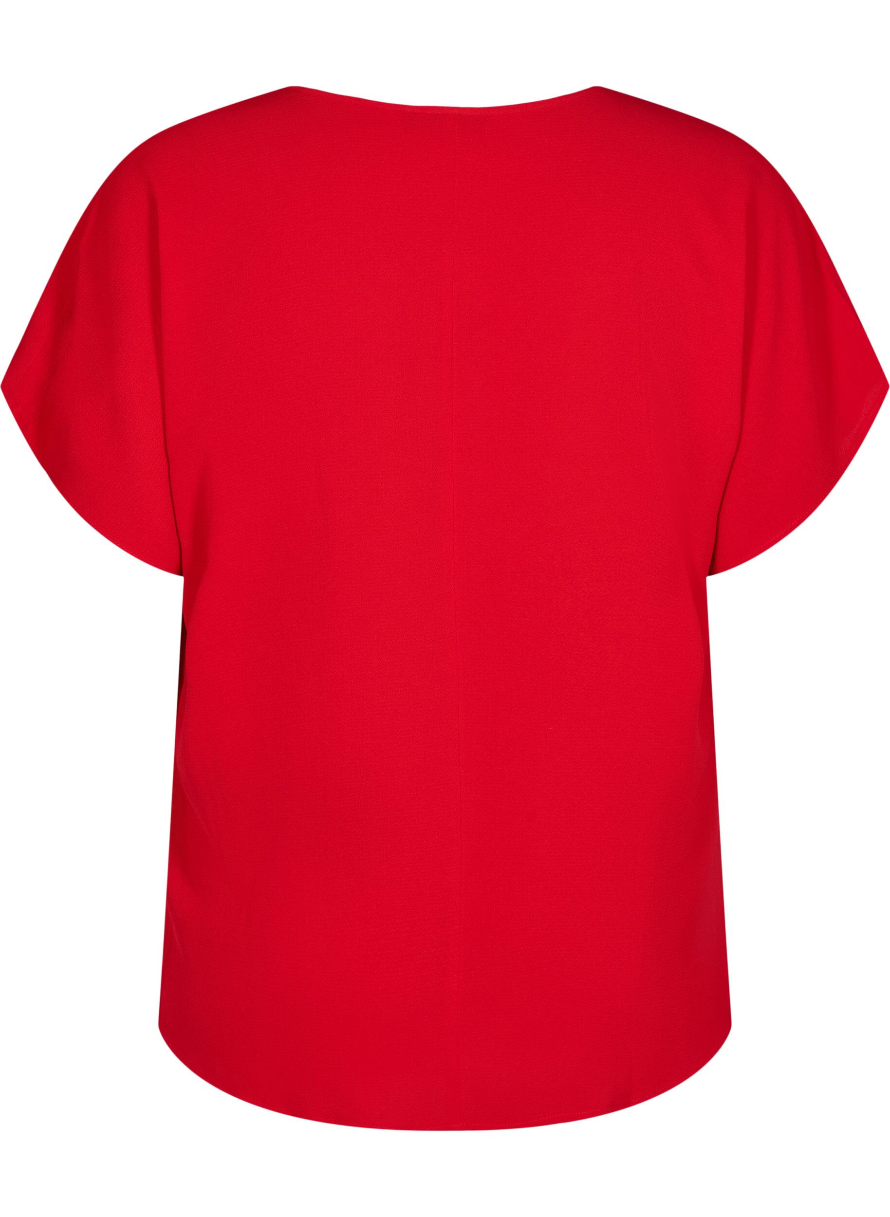 ZizziBluse mit kurzen &Auml;rmeln und einem Rundhalsausschnitt, Rot, Packshot image number 1