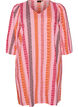 Kurzes Kleid aus Leinen und Viskose mit 3/4-&Auml;rmeln, Pink, Packshot image number 0