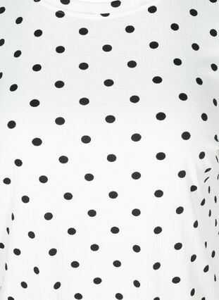 T-Shirt mit Punkten und Puffärmeln, White w. Black Dots, Packshot image number 2