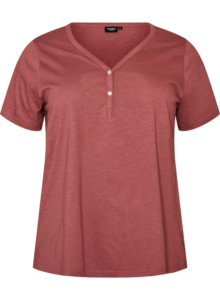 T-Shirt mit Knopfleiste, Braun, Packshot image number 0