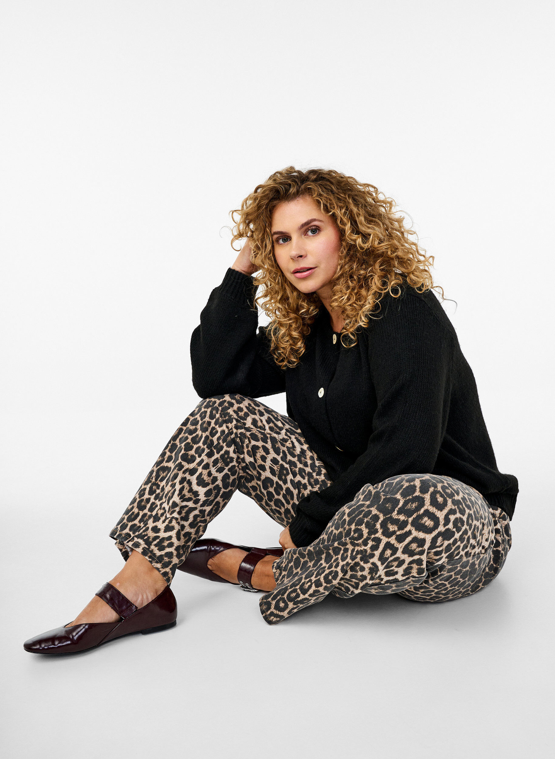 ZizziStrickjacke mit Wolle und Kn&ouml;pfen, Black Solid, Image image number 0