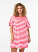 Langes oversized T-Shirt aus Bio-Baumwolle mit Streifen, Pink, Model image number 0